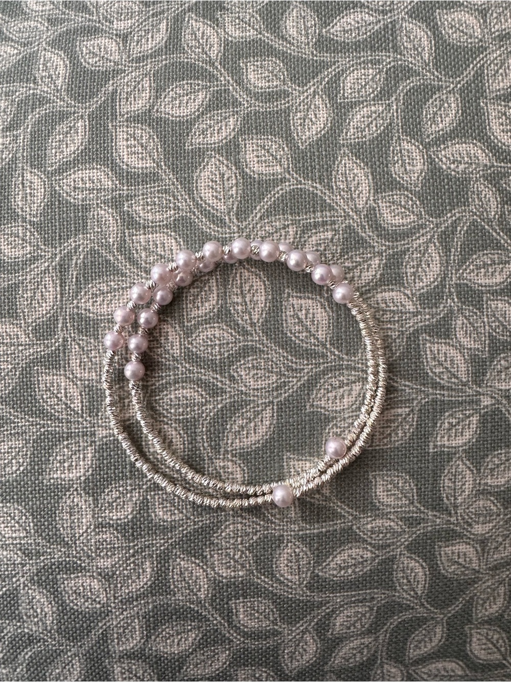 Elegant Silver Light Pink Fresh Water Pearl  Bangle